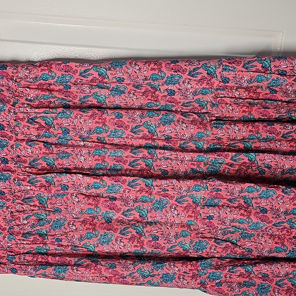 Simply Southern sm Pink and Blue Ocean Seahorse Pattern Maxi Dress - Picture 5 of 14